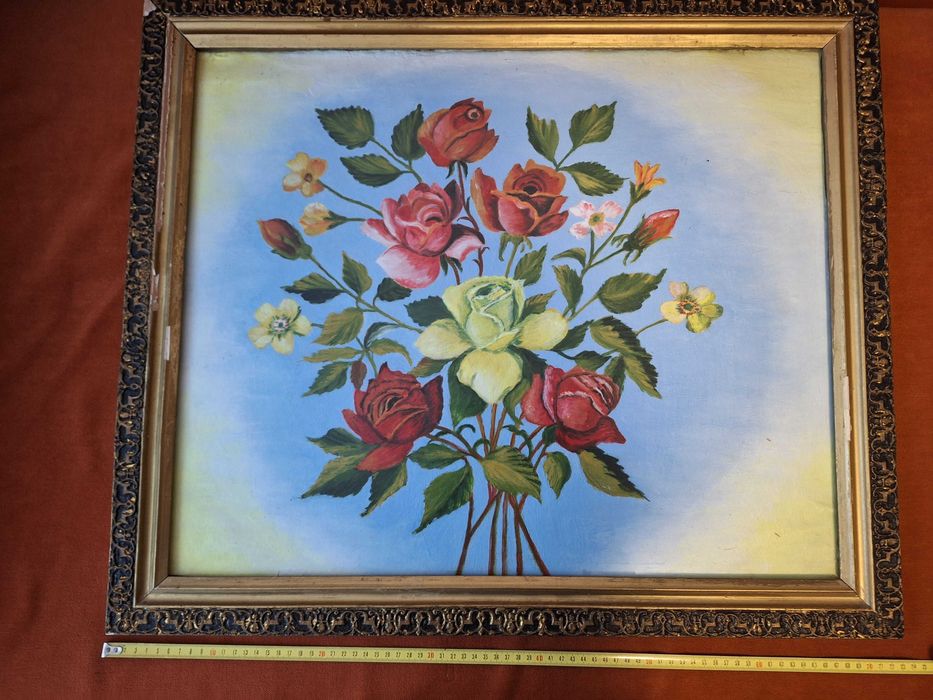 Tablou – antique / vintage  / vechi, pe panza ,model 2, rama si sticla