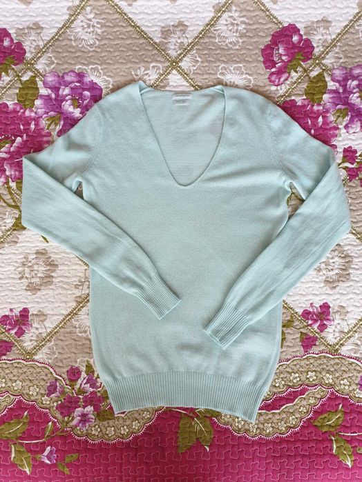 Pulover mix lana angora casmir albastru Benetton