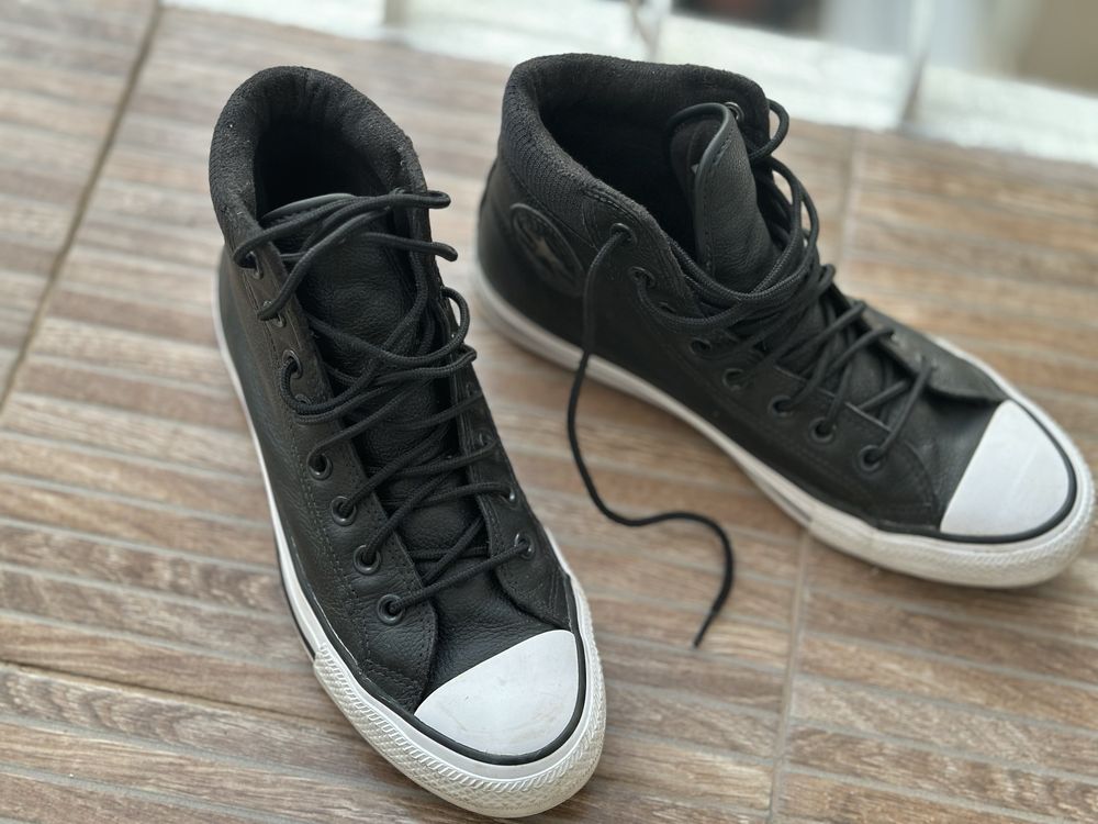 Черен кожен висок Converse - 26 см