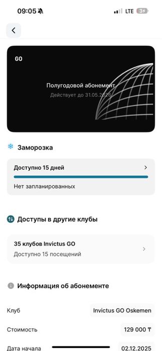 Продам абонемент в фитнес клуб INVICTUS