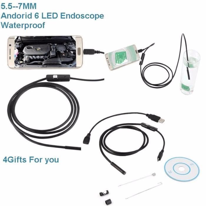 Endoscop 7mm, de 3,5 metri, cu 6 leduri, camera endoscop android