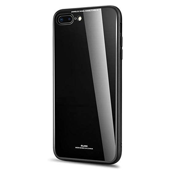 Husa Apple iPhone 7 Plus,Elegance Luxury cu spate de sticla, neagra