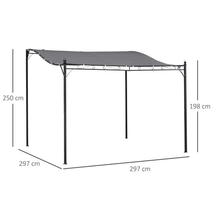 Outsunny Pavilion Cort Foisor 3x3m pentru Gradina sau Terasa, Nou