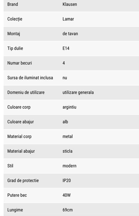 Plafoniera spot Lamar LY-1004, 4 x E14, 40W
