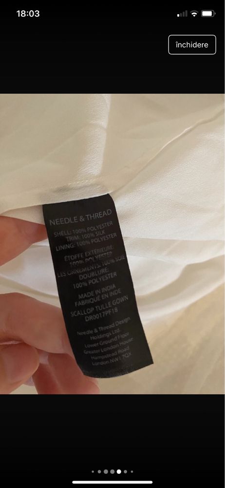 Rochie Alba Needle and thread noua