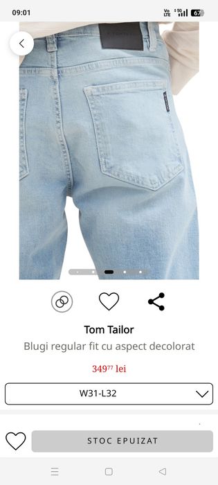 Blugi noi Tom Tailor 31/32 regular fit