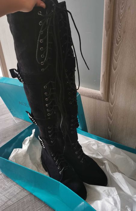 Дамски ботуши естествен велур Aquamarine shoes