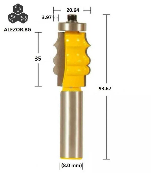 Фрезери к-кт 3 бр, направа на рамки захват 8mm детайл 36,5мм 20200115