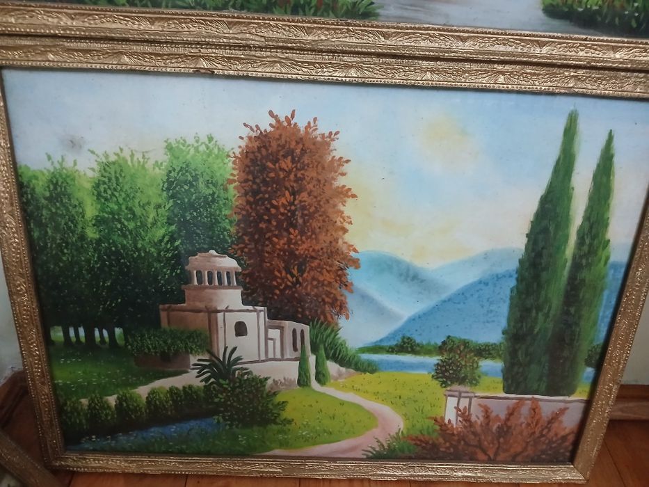 4 tablouri an ulei,aprox.anii 1950,