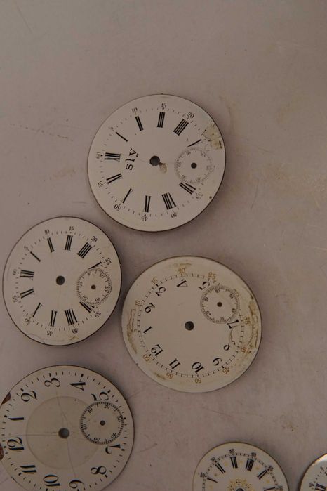 Set 10 cadrane pentru ceasuri mecanice de buzunar vechi