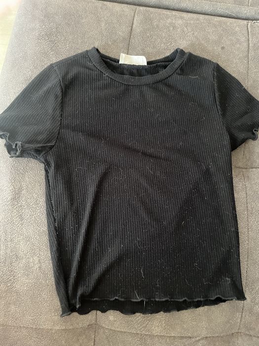 Домашний чёрная футболка укороченная