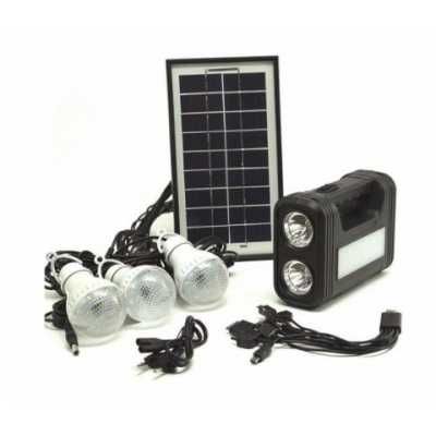 Kit panou solar portabil Gdlite GD-8017 USB, 3 becuri, lanterna LED