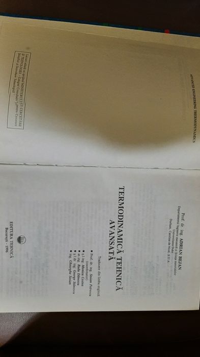 Termodinamica Tehnica Avansata , A. Bejan, 1996