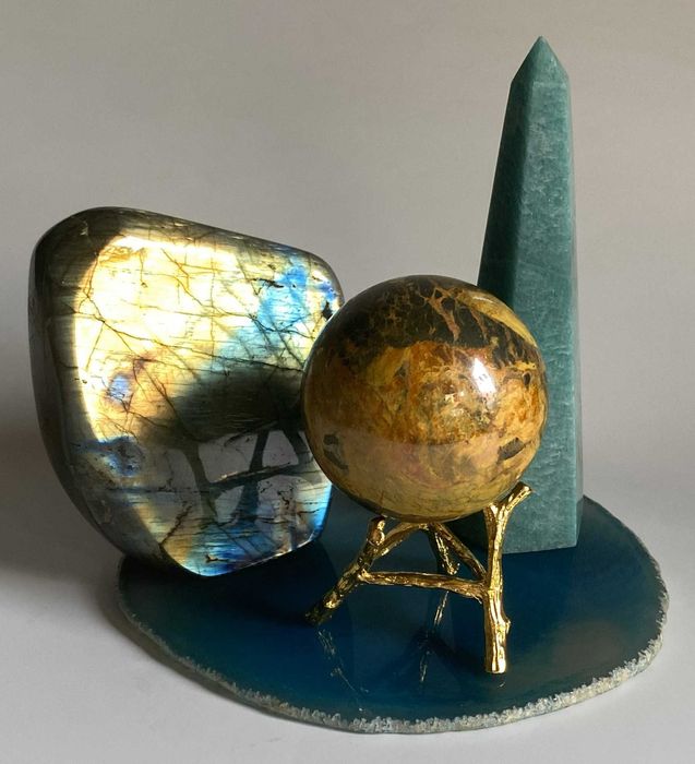 Decor Cristale - Labradorit&Amazonit&Realgar-Set Pietre Semipretioase