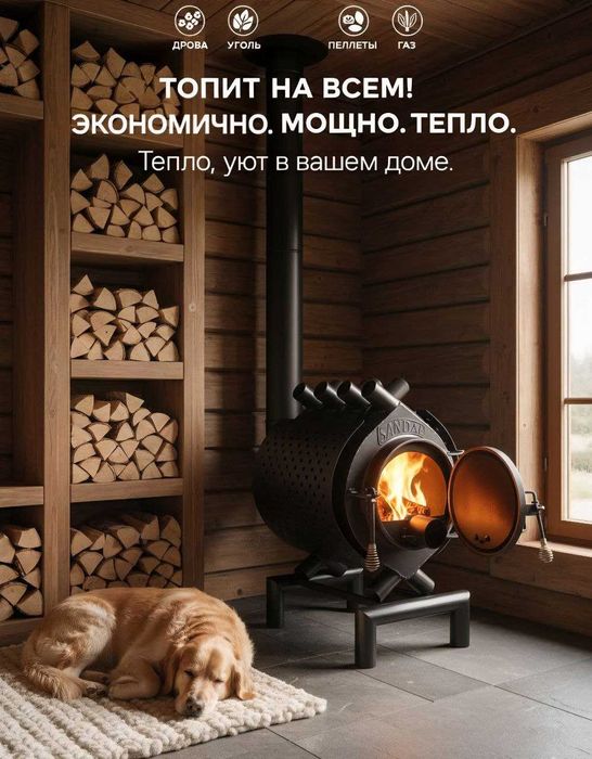 Sandal isitish pechkasi, qozon  Печь Сандал отопление, буржуйка,котёл