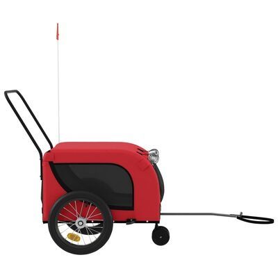 vidaXL Remorcă bicicletă animale companie, roșu/negru, oxford/fier