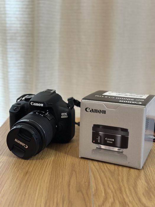 Canon EOS 4000D + EF 50mm f/1.8 STM + 18-55mm f/3,5-5,6 EF-S III