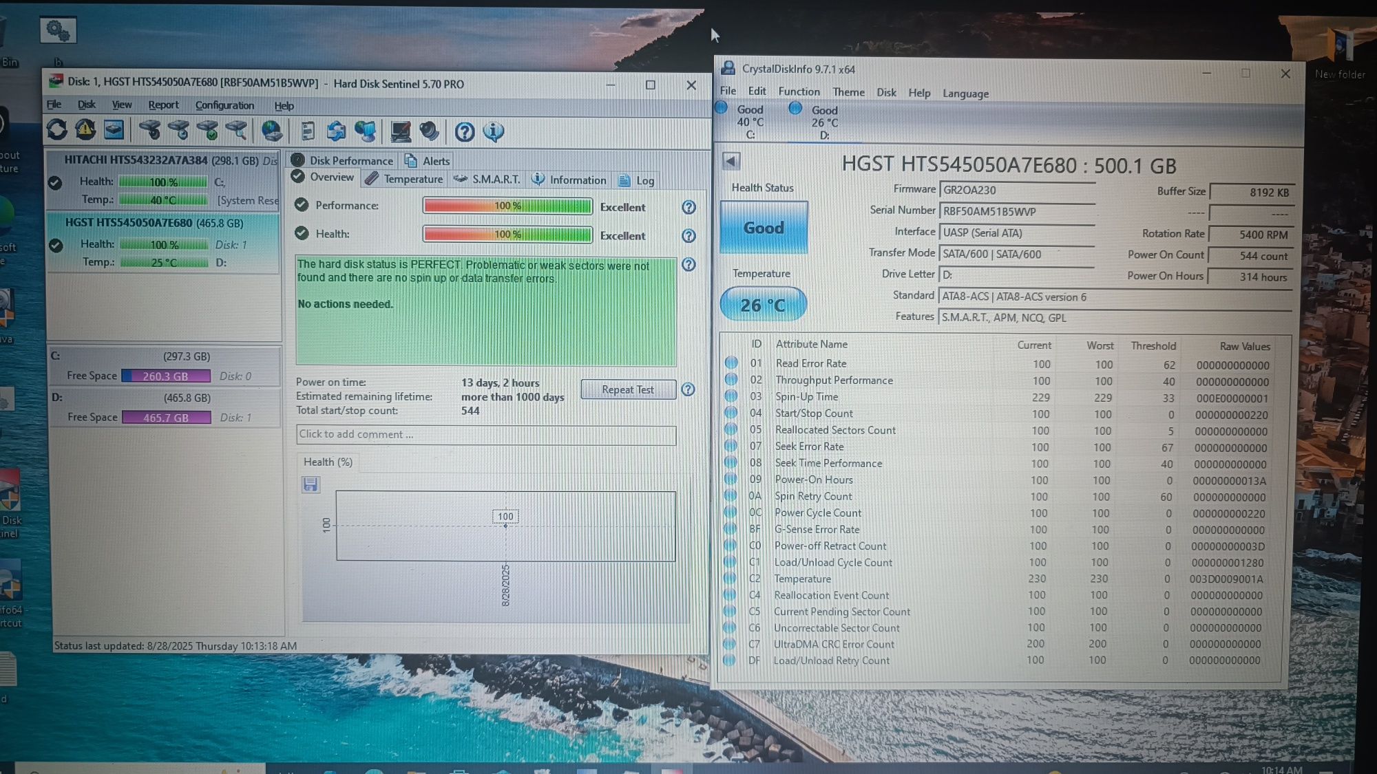 HGST HDD 500 GB на 100 %