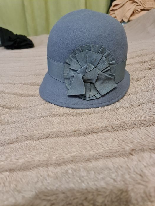 Женская серая шляпка 100% шерсть