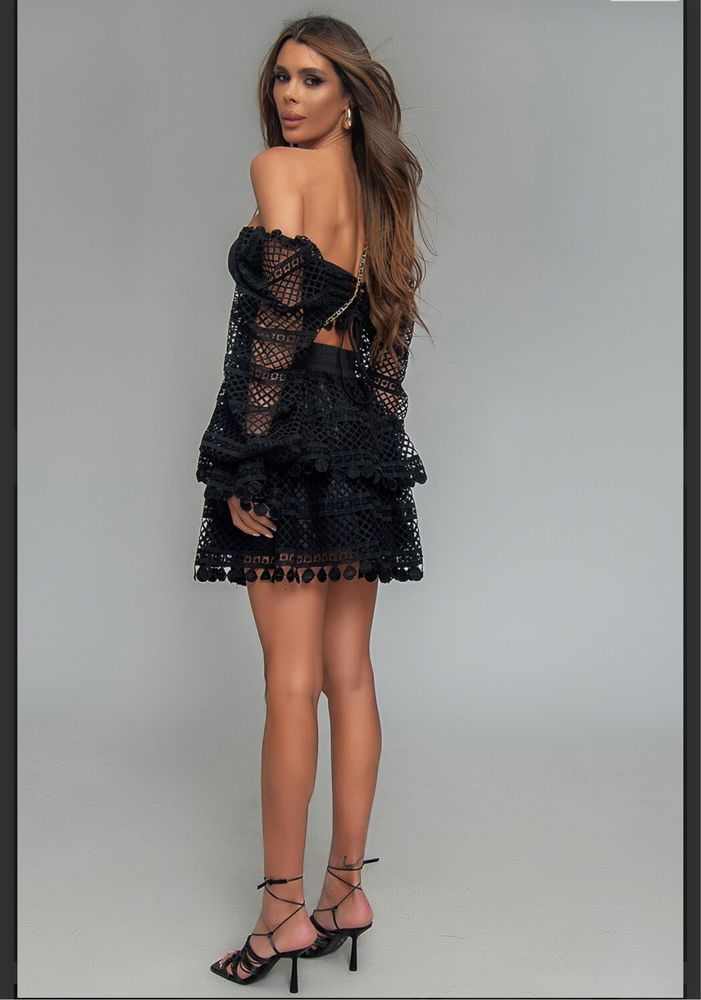 Nikole collection черен комплект топ и пола