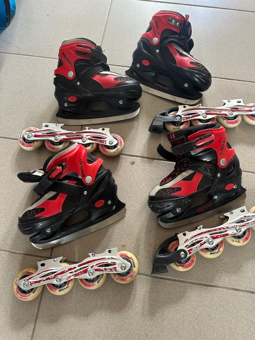 Patine 2in1 Spartan reglabila lama sau role 34-37 rosu