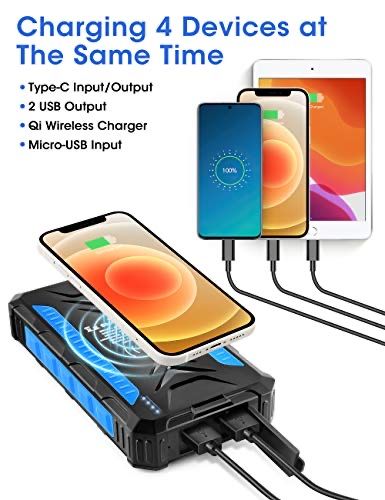 Нови ! Соларна Power Bank 36000mAh Qi безжично зареждате
