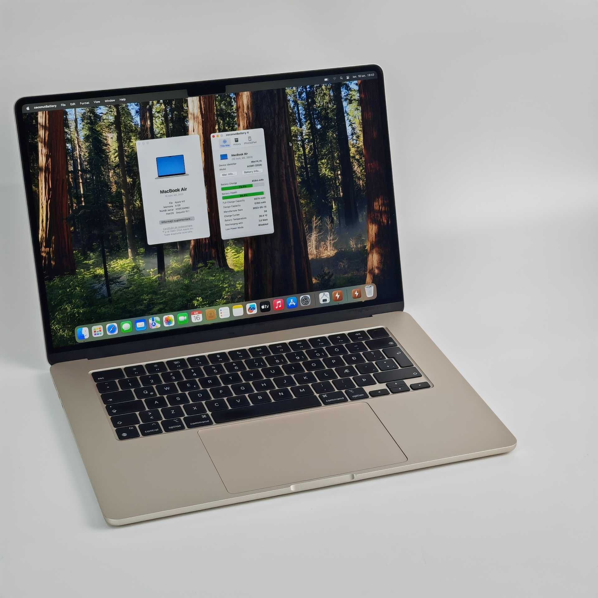 Laptop MacBook Air (15-inch 2023, M2)  Apple M2 10-core 8GB 256GB Gold