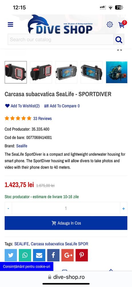 Carcasa subacvatica Sealife  pt smartphone