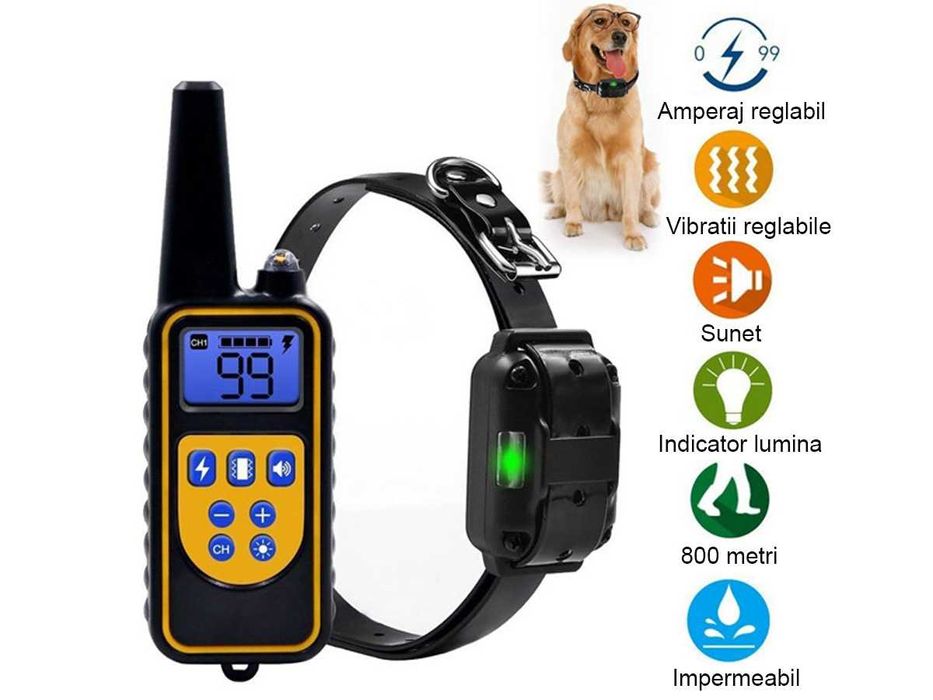 Zgarda electronica de dresaj de caini cu o raza de actiune de 800m