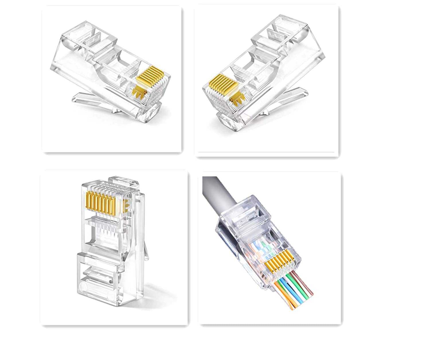 Set 100 mufe EZ RJ45 Cat6 Pass Through 8P8C sertizat cablu retea UTP