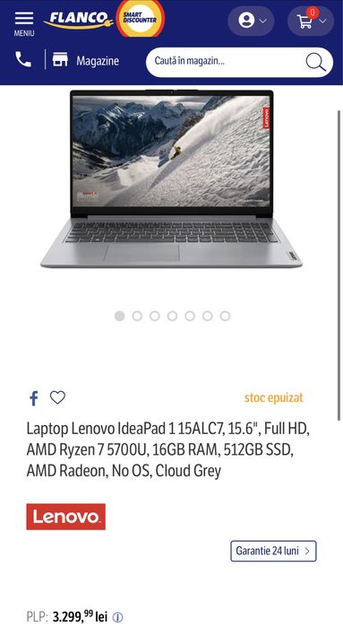 Laptop Lenovo IdeaPad 1 15ALC7, 15.6", Full HD, AMD Ryzen 7 5700U