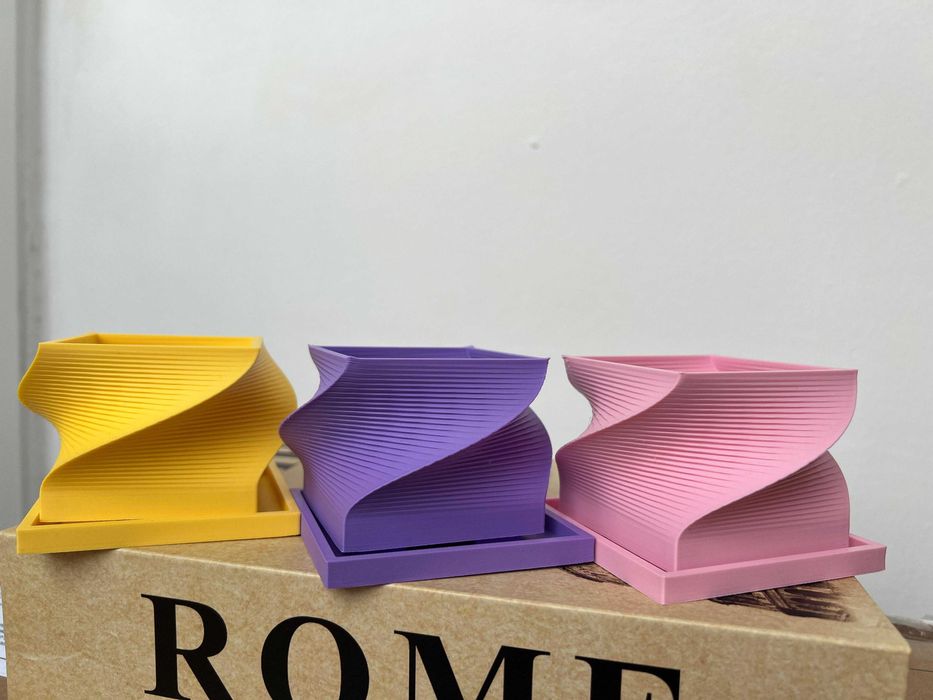 Kit ghiveci printat 3D cu suculente - set de plantat