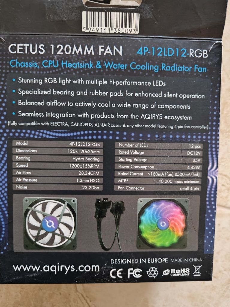 Ventilator AQIRYS Cetus 4P-12LD12-RGB, 120mm