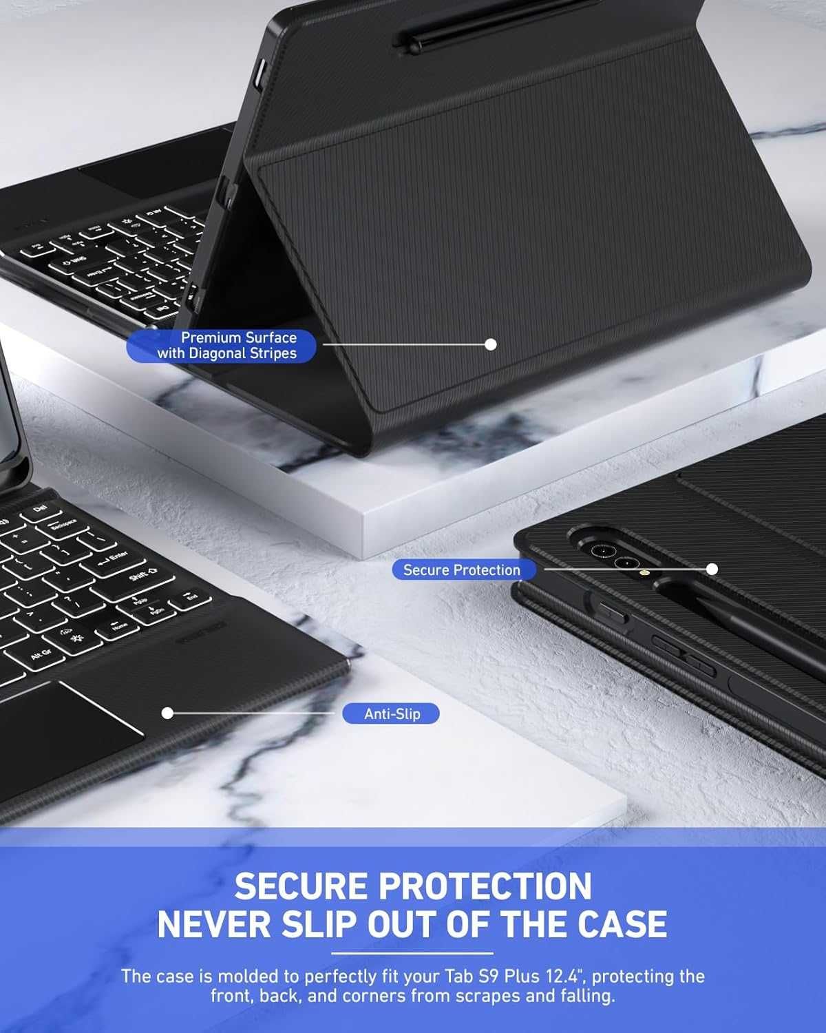 Husa Premium Tst + track, RGB, Galaxy Tab S9 Plus, REDUS de la 300RON