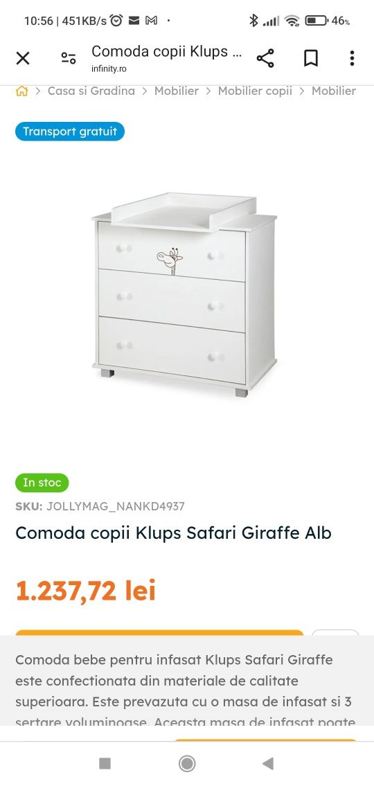 Masă de înfășat bebe/ comodă
