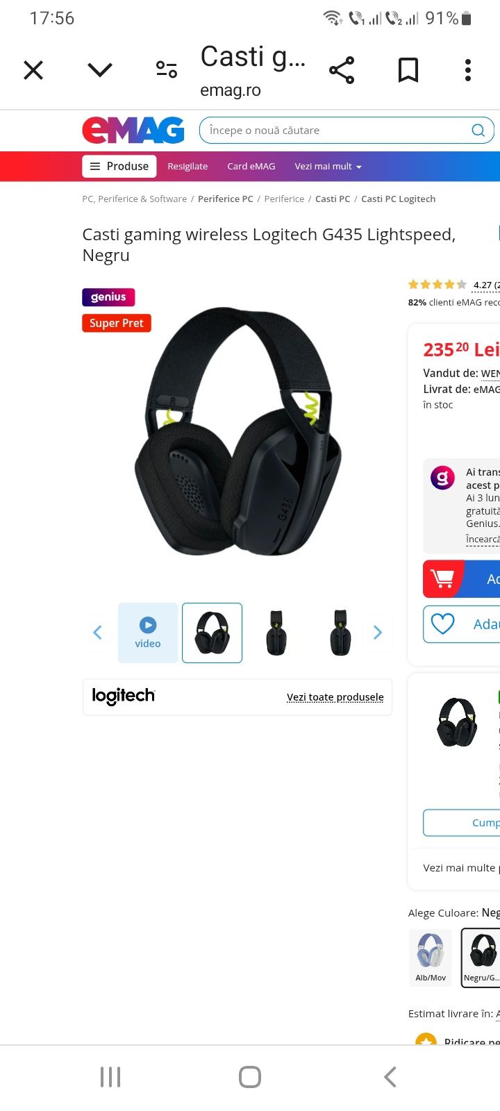 Căști gaming Logitech G435