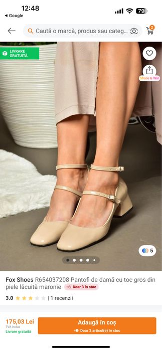 Pantofi de dama cu toc gros din piele lacuita