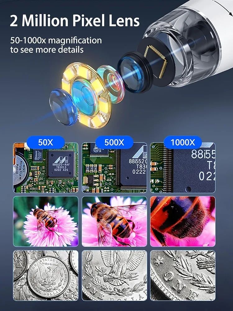 Монетен микроскоп 1000X LCD дигитален цифров микроскоп - ученически