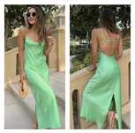 Rochie midi / lunga satinata bretele subtiri spatele gol Zara XS