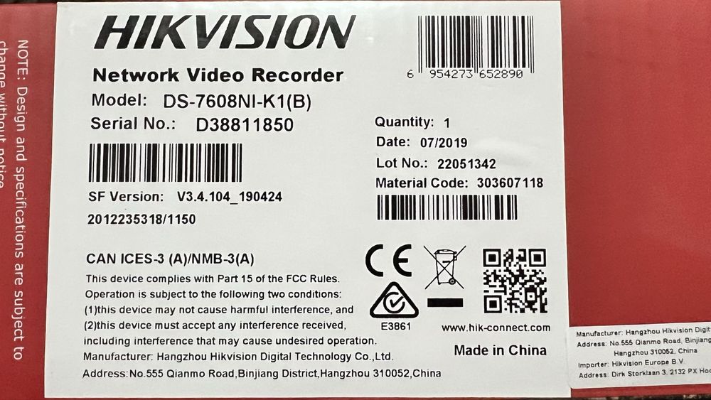 NVR Hilvision DS-7608NI-K1(B)