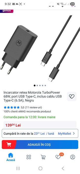 Incarcator motorola Turbo Power 68w
