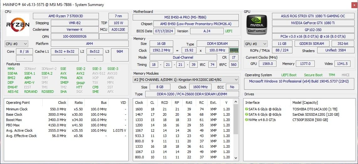 Геймърски компютър Ryzan7 5700x3d GTX1080TI 11gb