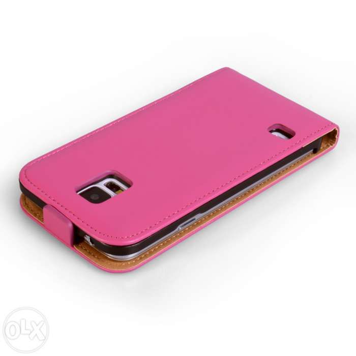 Husa Eleganta TOC PIELE FLIP ROZ Samsung Galaxy S5 G900 + Folie