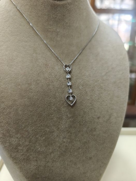 Lanț aur alb 18k 2.43gr cu diamante naturale 0.13ct (r)