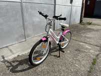 Bicicleta fete, Roz/Alb, otel, roata 18 inch, ca noua
