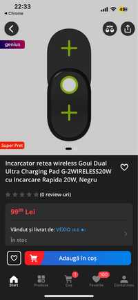 Incarcator wireless pentru 2 telefoane