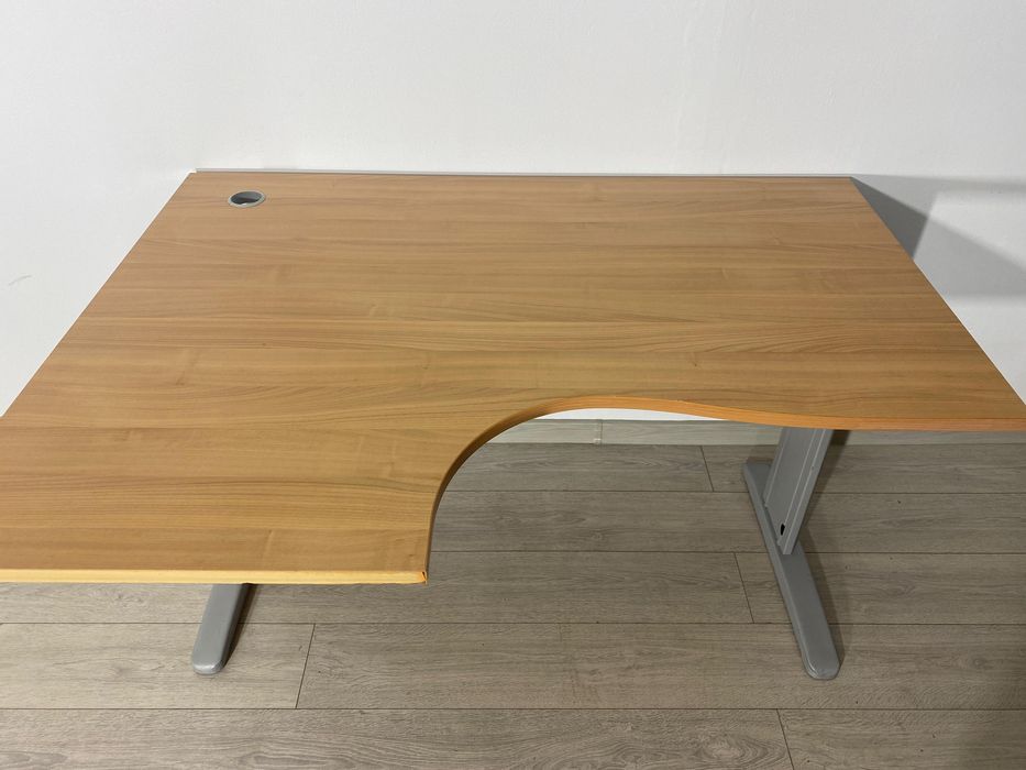 8 Buc. Birou Solid, de Colț, Cadru Metalic Gri, Demontabil; Masă Lucru