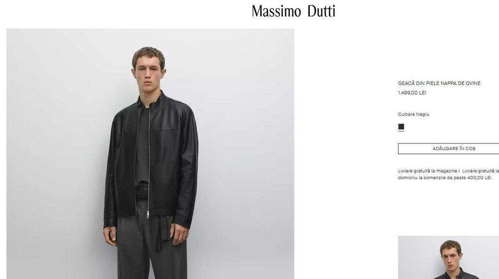 Geaca jacheta de piele 48 M Massimo Dutti NOUA piele moale de ovina