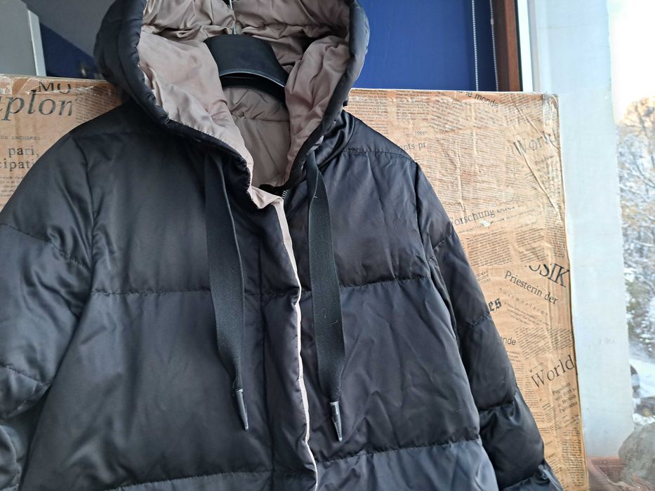 дамско яке,зимно,дълго Пухено,шуба гъши пух,две лица