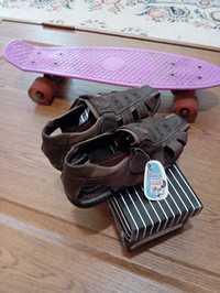 Летние сандалии и скейтборд, размер 36, кожаные,нескользящая подошва,